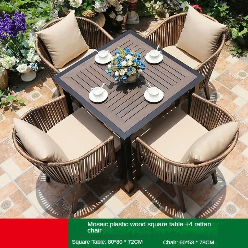 Nordic Outdoor Balcony Leisure Rattan Table and Chair Garden Furniture Sets Rattan Garden Table and Chair Outdoor Furniture Sets