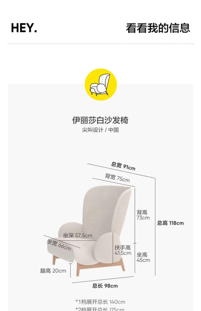 Sofa chair Nordic style home leisure chair lazy bedroom recliner simple atmosphere