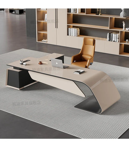 Desk boss table light luxury, big desk, writing desk file cabinet paint boss table