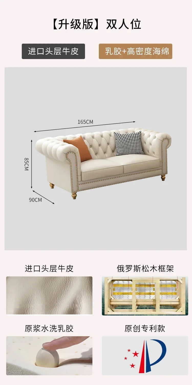 Designer Genuine Leather Sofas Fancy Living Room Lounge Floor Sofa Loveseat Modern Canape Salon De Luxe Apartment Furniture