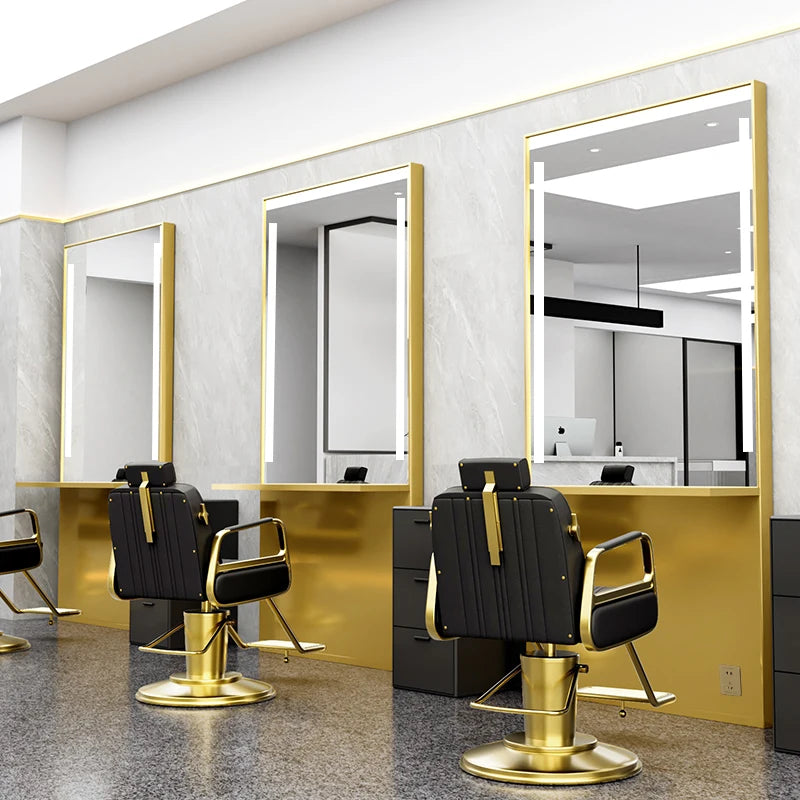 HJ Barber Shop Mirror Quick Cut Special Mirror Hair Salon Internet celebrity hair salon Full Lamp Mirror