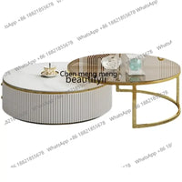 D178 Y Coffee Table Modern Living Room Size round Combination Rounded Corner Paint Metal Complete Set Stone Plate round Coffee T