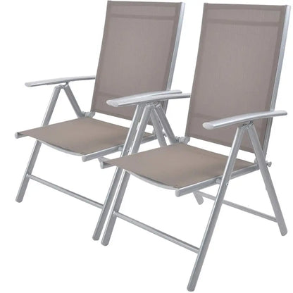 of 2 Folding Sling Back Chairs Patio Adjustable Reclining Back Sturdy Aluminum Frame with Armrest Chair Zerogravity Indoor Outdo