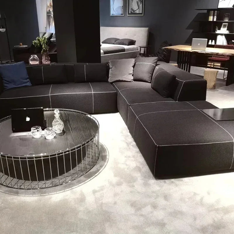 Hot sales New Modern Italian Fabric  L shape sofa living room Modular Corner Sofa Set