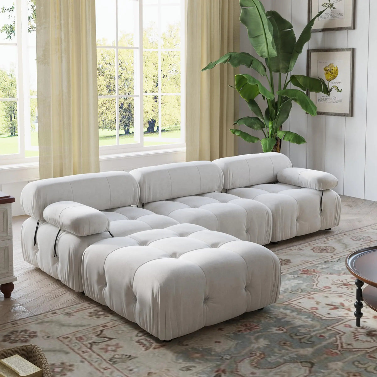 Living Room Furniture Mario Bellini Modern Nordic L Shape 3 4 5 6 7 Seater White Velvet Modular Sectional Sofa Couch Set