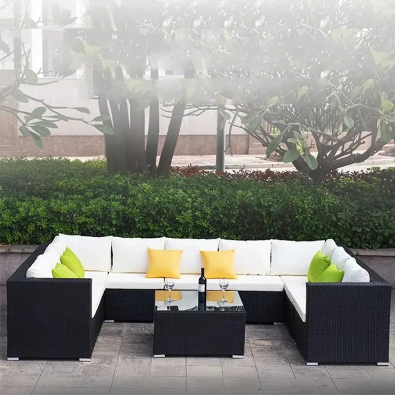 Modern Outdoor Wicker Patio Set Aluminum Furniture Rattan Sofa Bistro Garden Couch