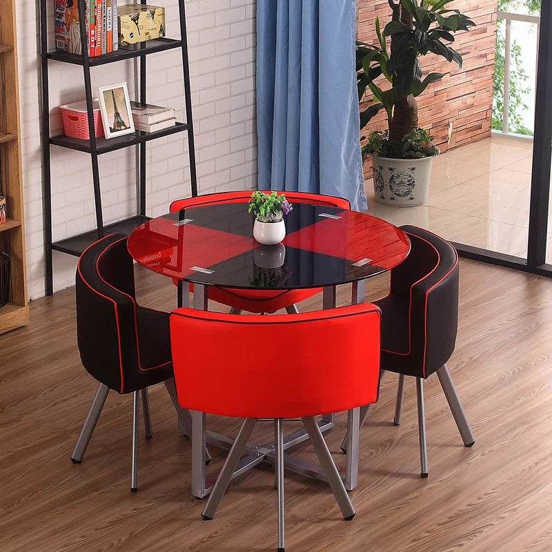 Modern Dining Table and Chair Set Modern Restaurant Home Dining Room Dinning Table Glass Top Round Dining Table Set
