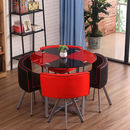 Modern Dining Table and Chair Set Modern Restaurant Home Dining Room Dinning Table Glass Top Round Dining Table Set