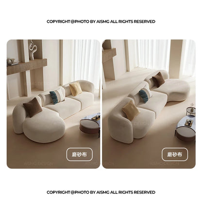 Italian Sofa Living Room Simple Fabric Affordable Luxury Fashion Special-Shaped Arc Cream Style Corner Combination