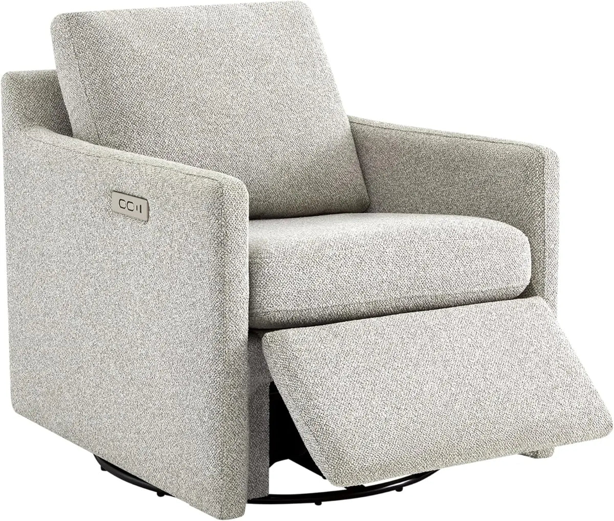 Swivel Accent Chair with Electric Footrests, Living Room Sofa Chair with Power Motor, USB and Type-C Ports, Cream