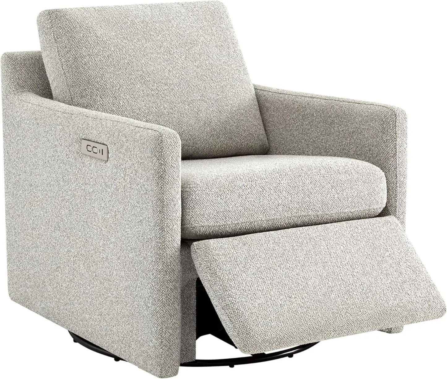 Swivel Accent Chair with Electric Footrests, Living Room Sofa Chair with Power Motor, USB and Type-C Ports, Cream