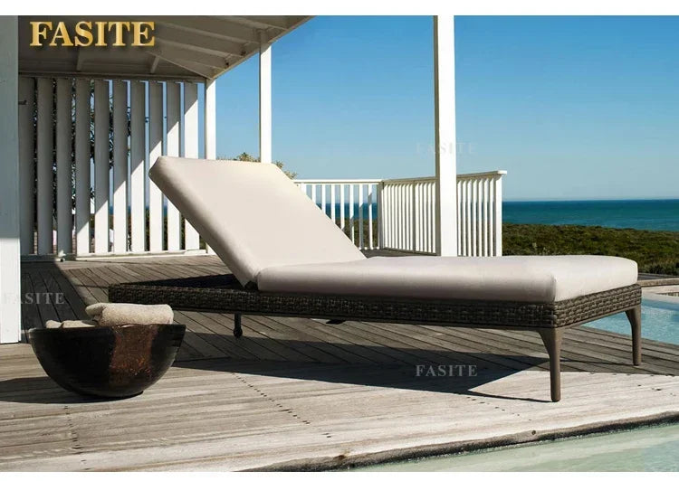 Rattan Sofa Nordic Villa Area Courtyard Outdoor Sofa Furniture Model Room Outdoor Soft Decoration Bed Recliner Waterproof