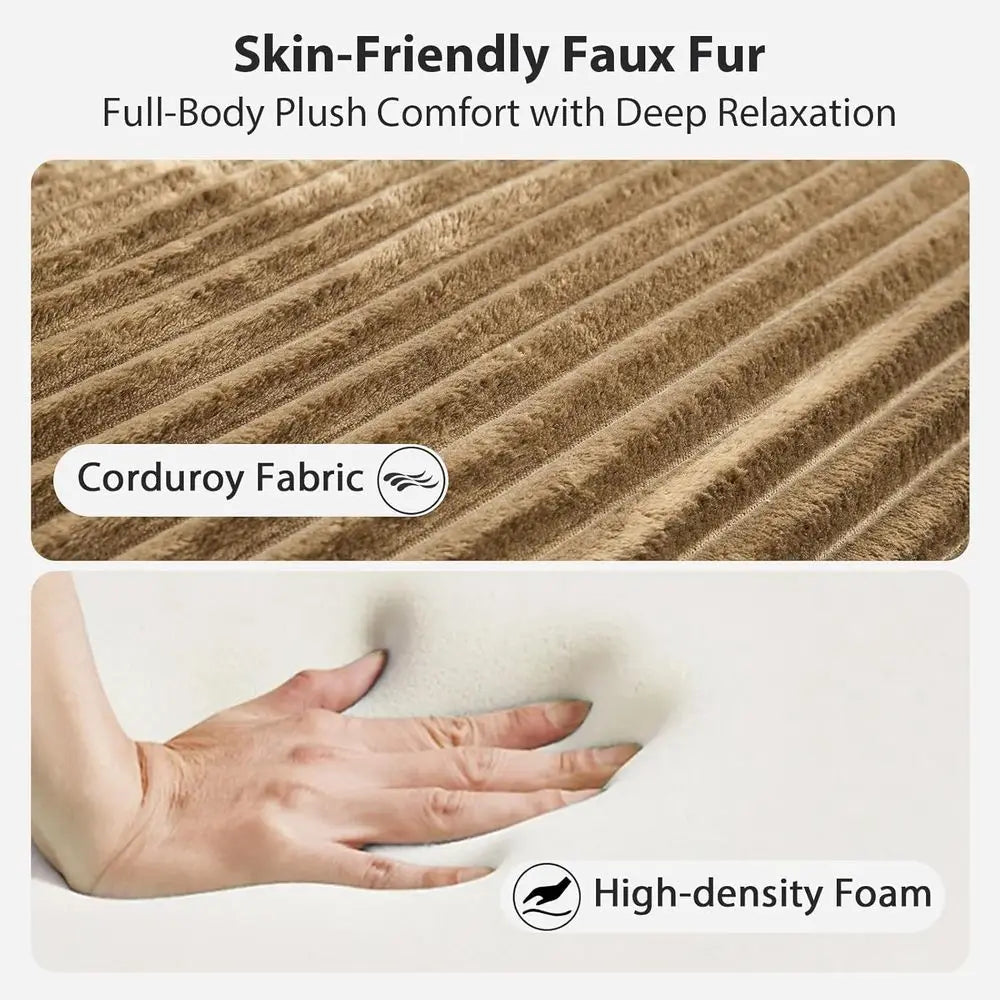 Oversized Corduroy Upholstered Sofa Bed, Deep Seat Sleeper Couch, Reading Chairs for Living Room and Bedroom, No Assembly Requir