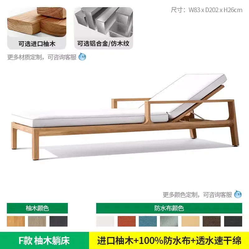 YFY Outdoor Recliner Villa Courtyard Waterproof Sunproof Hotel Resort Pool Outdoor Terrace Anti-corrosion Wood Reclining Bed