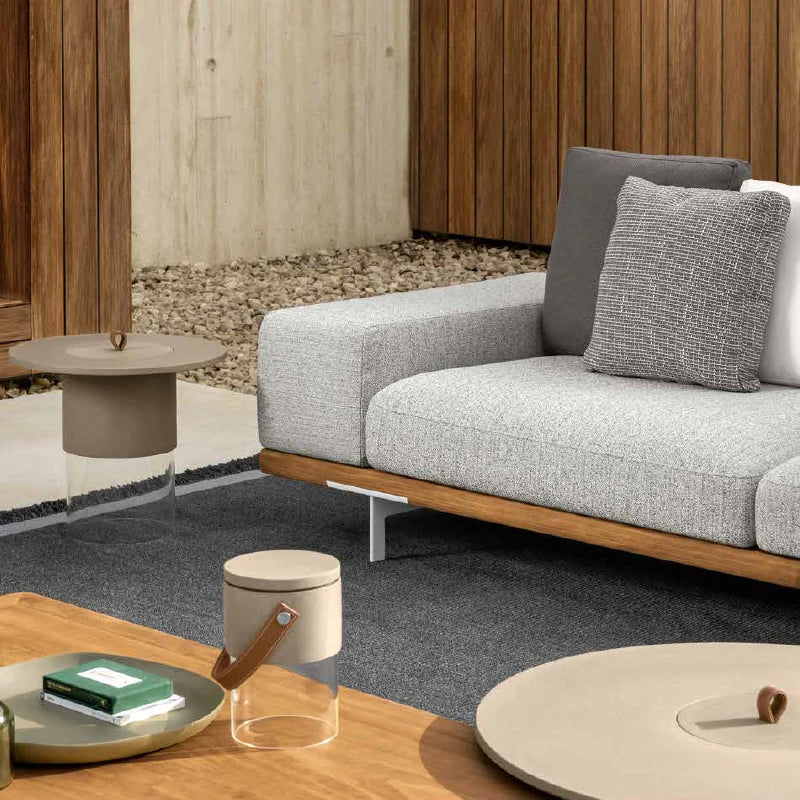 WESOME Outdoor Garden Teak Sofa Terrace Combination Leisure Villa Waterproof and Sunscreen Solid Wood Sofa Furniture