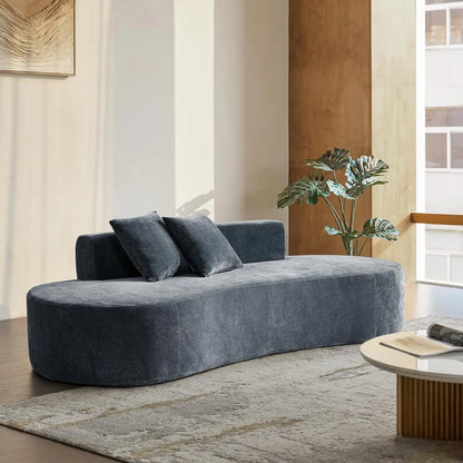 94.5" Boneless Sofa with 2 Pillows, 3 Seater Compressed Foam Sofa with Half Moon Design & Deep Seat, No Assembly, Customized