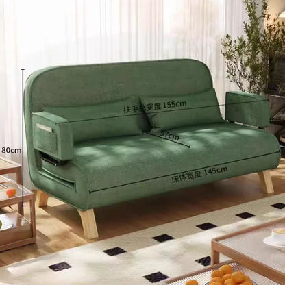 Dual-use, living room, small apartment, single, double, multi-person, solid wood legs, sofa, lazy, foldable, multi-functional