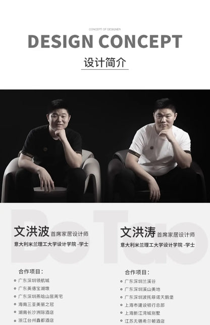 Two-color U-shaped villa leather sofa, modern light luxury semi-curved sofa