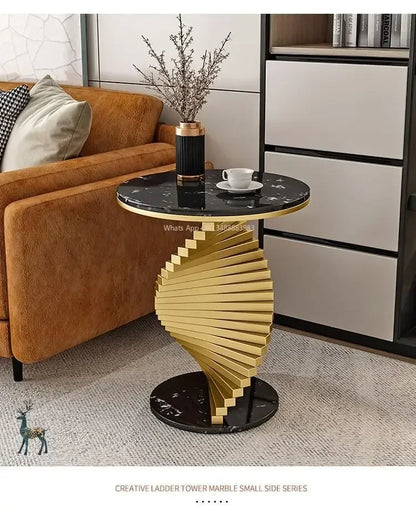 Style Light Luxury Marble Side Table Living Room  Sofa Corner  Creativity Balcony Small   Internet Celebrity Bedside Round