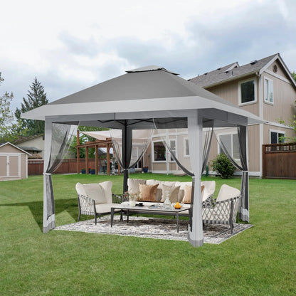 13x13Ft Pop Up Canopy Tent, One Push Setup Outdoor Gazebo With Mosquito Netting, Waterproof UV Protection Instant Shade Shelter