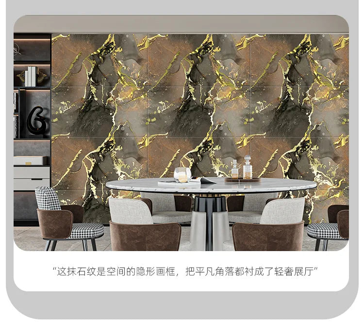 5pcs 30x60cm PVC Kitchen Backsplash Panel Marble Self-Adhesive Waterproof Oil Proof for Stove Cabinet Renovators