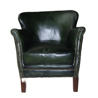 Antique green leather sofa chair top layer cowhide living room bedroom clubhouse club