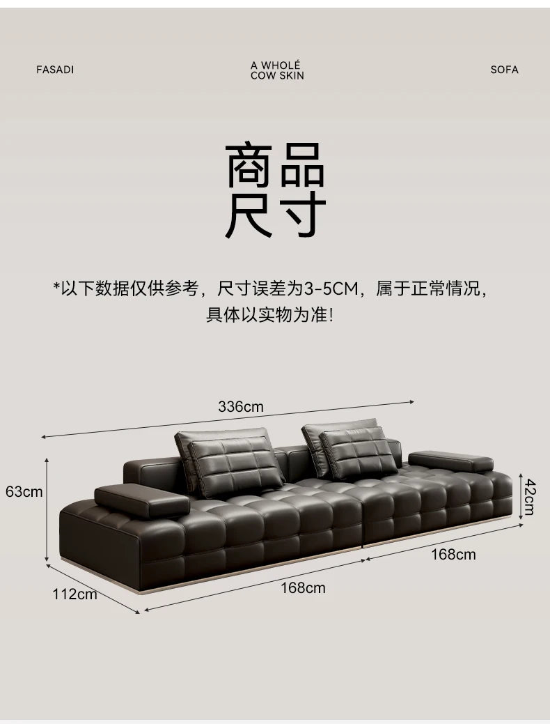 Lawrence leather sofa full green leather living room 2025 new minimalist straight row