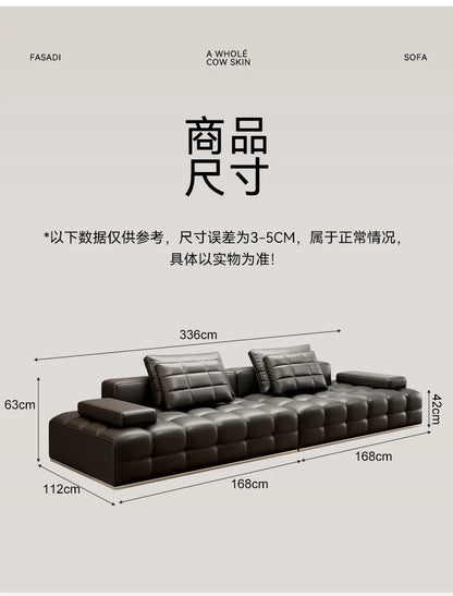 Lawrence leather sofa full green leather living room 2025 new minimalist straight row
