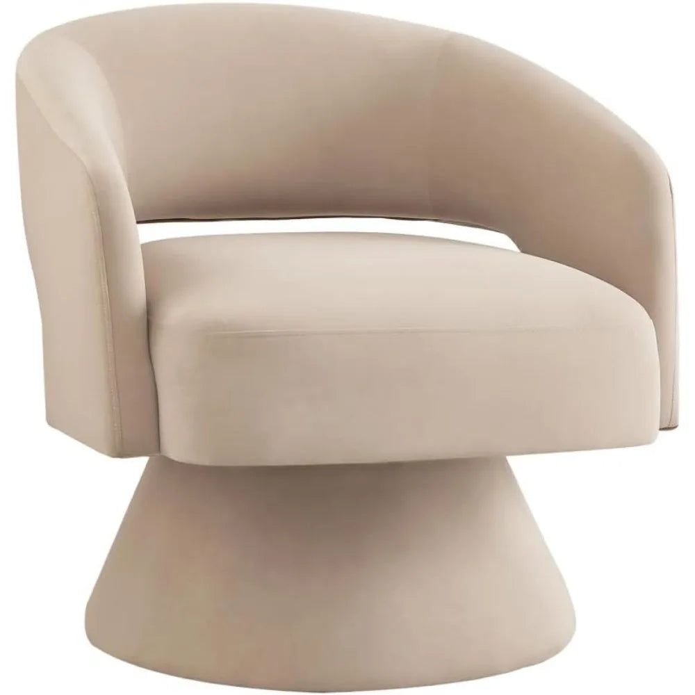 Swivel Barrel Chair, Modern Upholstered Velvet Accent Chair with Open Backrest, Comfy Single Sofa Chair Armchair with 360 Degree