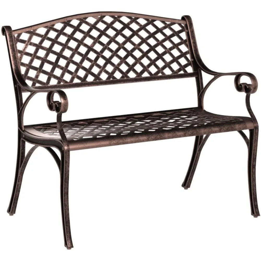Aluminum Outdoor Park Bench, Antique Copper