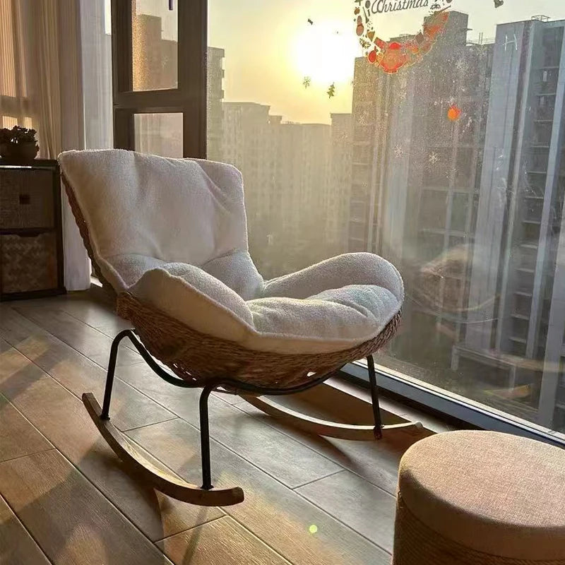 Ergonomic Modern Cushioned Rocking Chair for Indoor Outdoor Nursery Living Room Relaxation and Home Decor