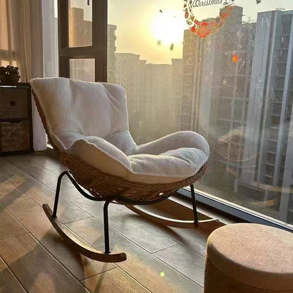 Ergonomic Modern Cushioned Rocking Chair for Indoor Outdoor Nursery Living Room Relaxation and Home Decor