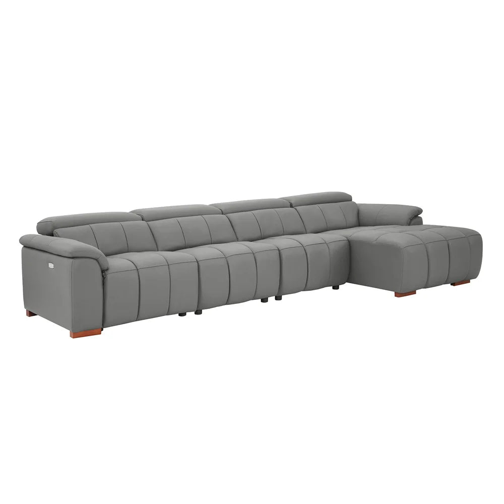 Custom Leather L Shaped Couch Lounge Multifunction Power Smart Recliner Electric Reclining Corner Sofa USB Headrest Footrest