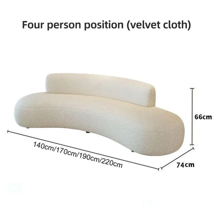 Comfort Beige Lamb Fleece Sofa with Soft Sponge Cushion Modern Sturdy Wooden Frame Living Room Couches Office Hotel Lounge Sofas