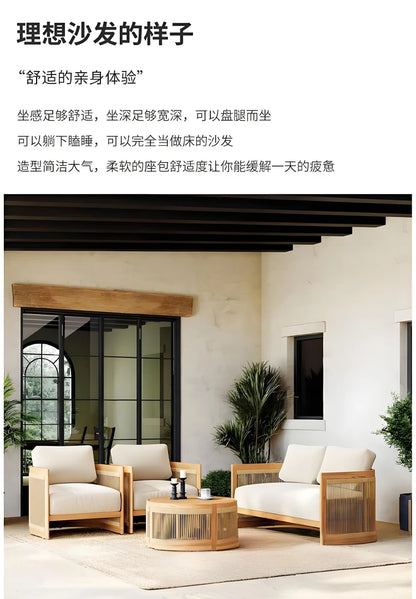 Reception Outdoor Garden Sofas Living Room Simple Backrest Modern Garden Sofas Homestay Wood Furniture Sofá Jardín MHHYSF