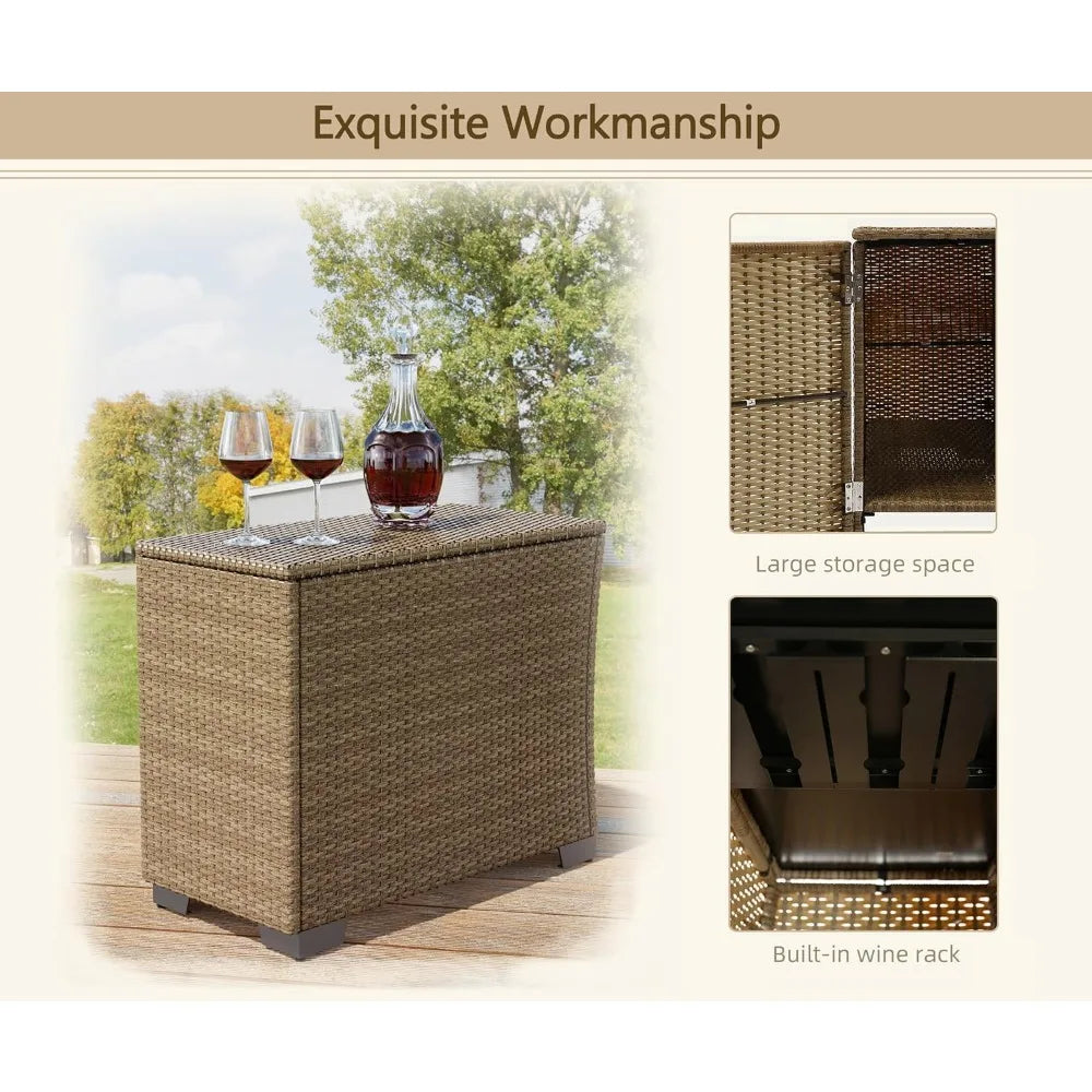 Patio Conversation Set Rattan Outdoor 6 Piece, Sectional Furniture Sofa Set, Wicker Couch with Coffee Table and Cushions for Poo