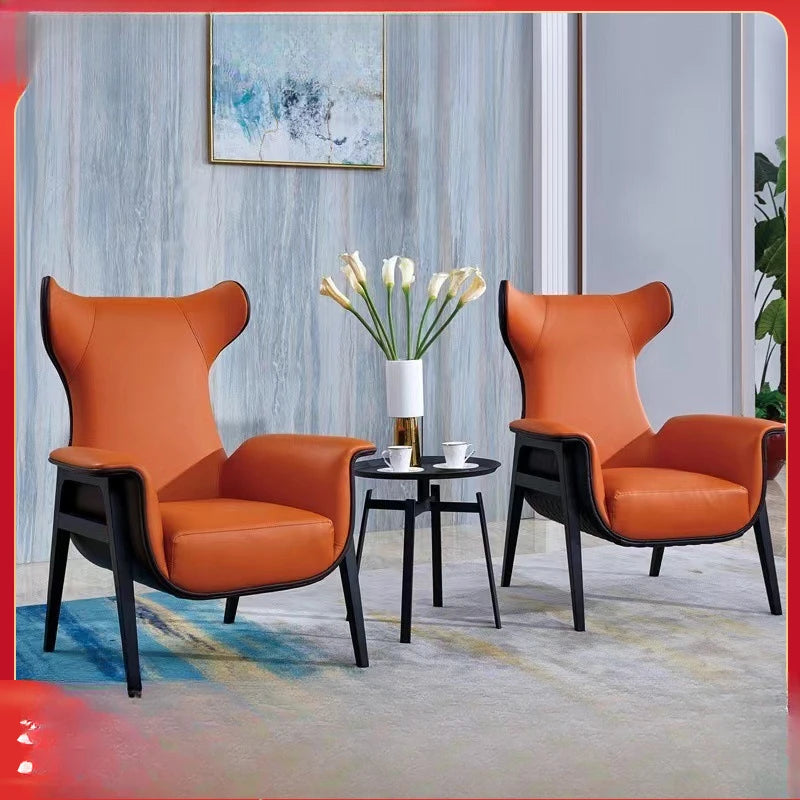 Single sofa chair, modern simple study balcony lazy Internet celebrity live leisure chair, solid wood tiger chair