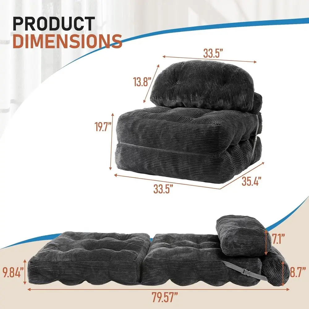 olding Soa Bed, Convertible Sleeper Chair with Back Support and Pillow uton,Boneloldable Couch or Living Room/Gt Use/Home Oice,