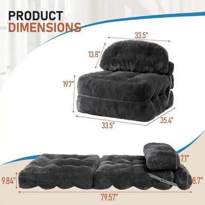 olding Soa Bed, Convertible Sleeper Chair with Back Support and Pillow uton,Boneloldable Couch or Living Room/Gt Use/Home Oice,