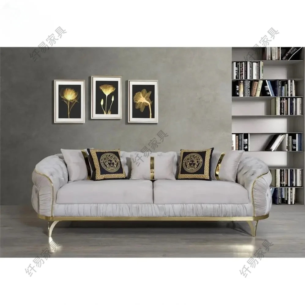 Italian light luxury fabric sofa combination modern minimalist velvet villa furniture