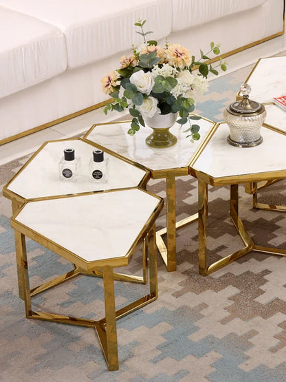 Creative Simple Modern Stainless Steel Marble Coffee Table Living Room Coffee Table Side Table