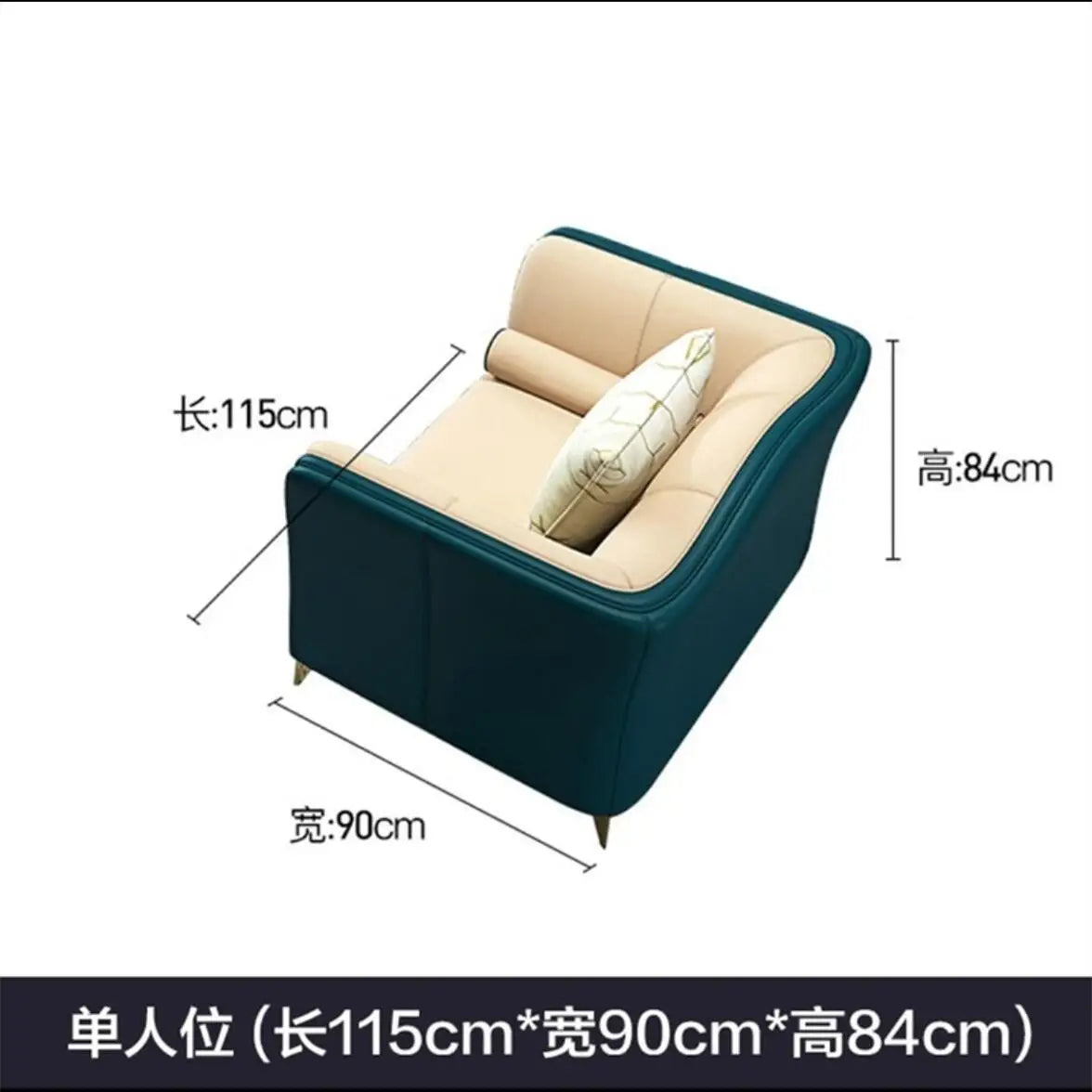 Canapé en cuir nordique de luxe léger, italien, moderne, haut de gamme, pour salon, appartement, combinaison créative en cuir pour trois personnes