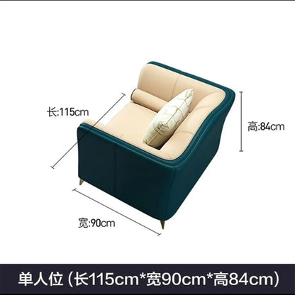 Canapé en cuir nordique de luxe léger, italien, moderne, haut de gamme, pour salon, appartement, combinaison créative en cuir pour trois personnes