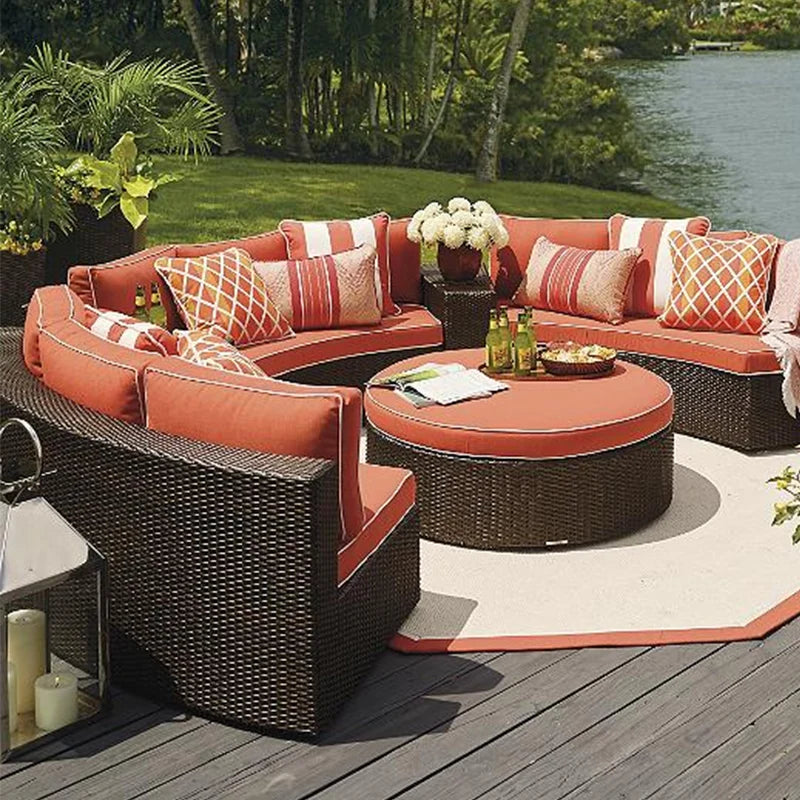 Living Room Combination Garden Sofas Courtyard Simple Lawn Coffee Table Garden Backrest Pe Rattan Furniture Sofá Jardín MHHYSF