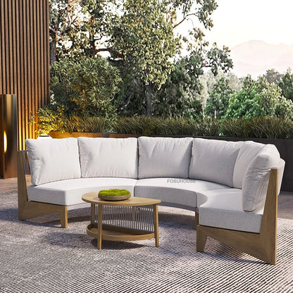 Designer Round Outdoor Sofas Combination Nordic Solid Wood Open-air Lounge Chair Home Patio Furniture Leisure Garden Sofa Chair