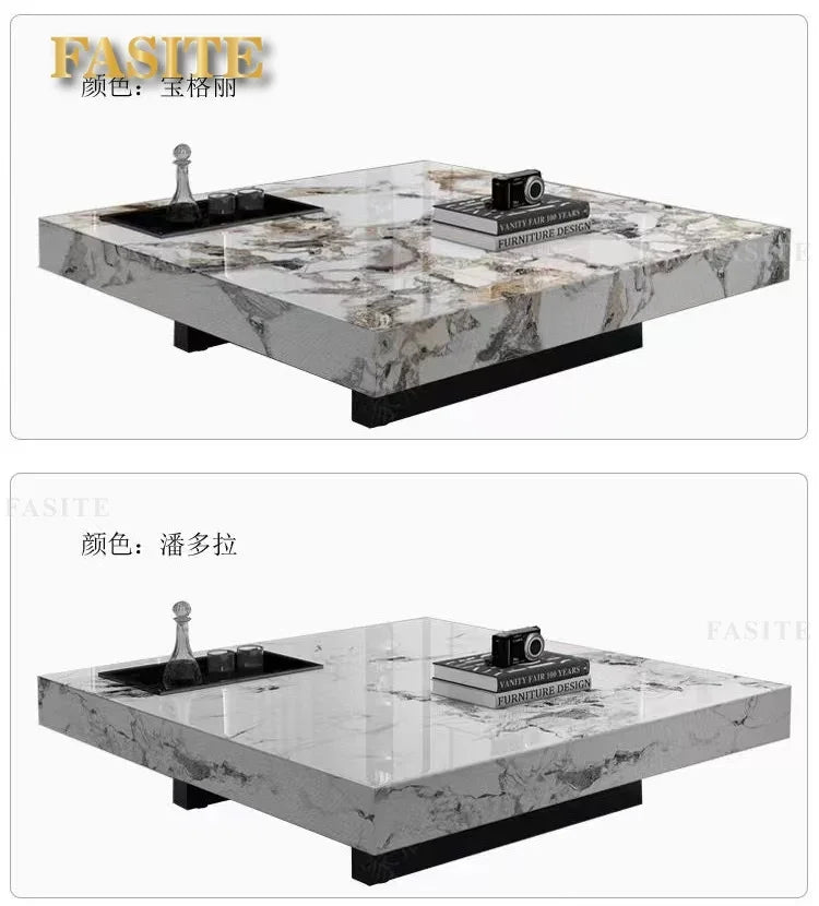 Marble Top Coffee Table Living Room Luxury Stone Rectangular Coffee Table Modern Topper Italian Table Home Furniture