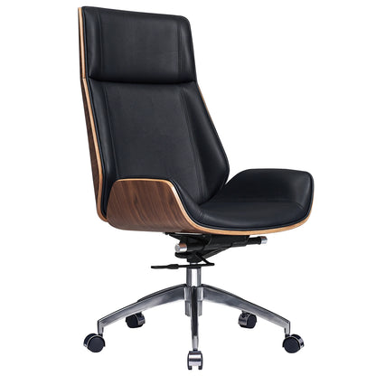 Luxury Real Leather High-Back Managerial Office Chair Genuine Leather Ergonomic 360 Swivel Lift Office Chair with Lumbar Support