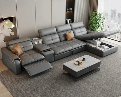 W Reclining Electric Oversize Sofa Genuine Leather Designer Italian Corner Sofa Modern Luxury Divano Letto Living Room Furniture