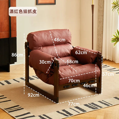 High-End Solid Wood Recliner Sofa Chair Home Personal Leisure Living Room Furniture Small Sofa Comfortable Lazy Chair