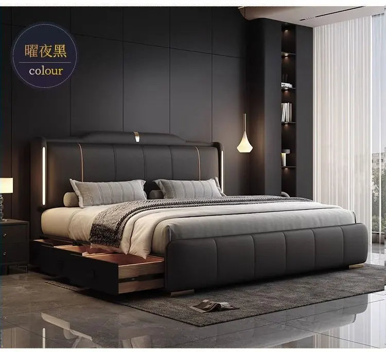 180x200 cm Double bed frame king size frame headboard with 3 drawer storage luxury home bedroom bed queen cama king furniture